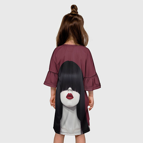 Детское платье Поп арт девушка на бордовом / 3D-принт – фото 4