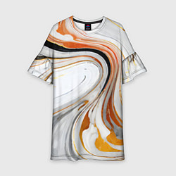 Детское платье Волнистые чёрно-жёлтые линии на белом фоне