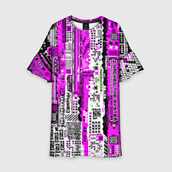 Детское платье Киберпанк паттерн фиолетовый