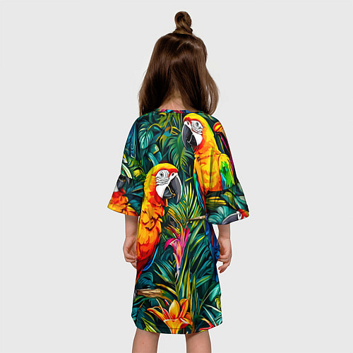 Детское платье Попугайчики ара в джунглях / 3D-принт – фото 4