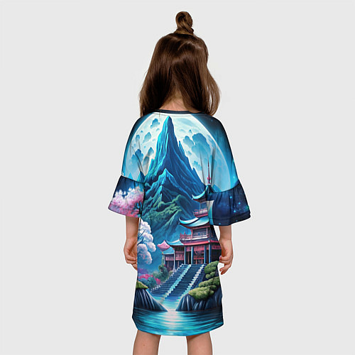 Детское платье Пейзаж Японии и горы / 3D-принт – фото 4
