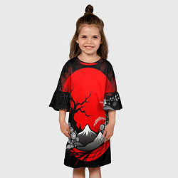 Платье клеш для девочки Природа Японии - абстракция, цвет: 3D-принт — фото 2