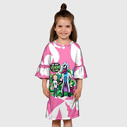 Платье клеш для девочки Рик-Веном и Морти - ядовитая слизь, цвет: 3D-принт — фото 2