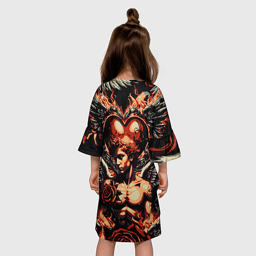 Детское платье Ангел на фоне сердца в стиле татуировки / 3D-принт – фото 4