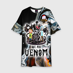 Платье клеш для девочки Морти и Рик под властью ядовитой слизи - коллаба, цвет: 3D-принт