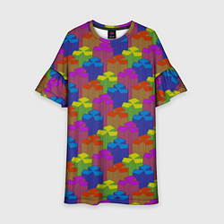 Детское платье Изометрический узор из разноцветных блоков