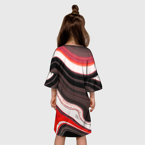 Детское платье Волнистые горизонтальные чёрно-красные полосы на б / 3D-принт – фото 4