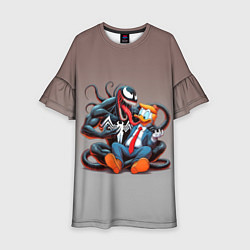 Платье клеш для девочки Venom and Duck-Donald - ai art fantasy, цвет: 3D-принт