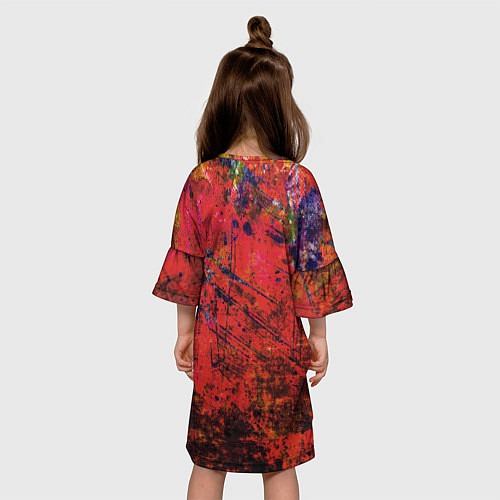 Детское платье Абстракция - dark red grunge / 3D-принт – фото 4