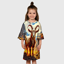 Платье клеш для девочки Козел в огне, цвет: 3D-принт — фото 2