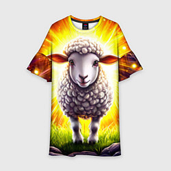Платье клеш для девочки Овечка в ярких лучах, цвет: 3D-принт