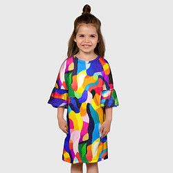 Платье клеш для девочки Лоскутная абстракция, цвет: 3D-принт — фото 2