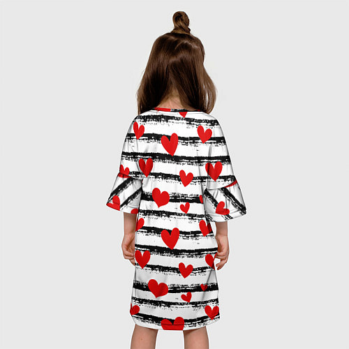 Детское платье Паттерн с полосками и сердечками / 3D-принт – фото 4