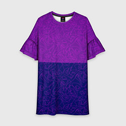 Детское платье Фиолетовый синий узор с абстрактными линиями