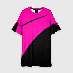 Детское платье Розовый с чёрным двуцветный с полосой