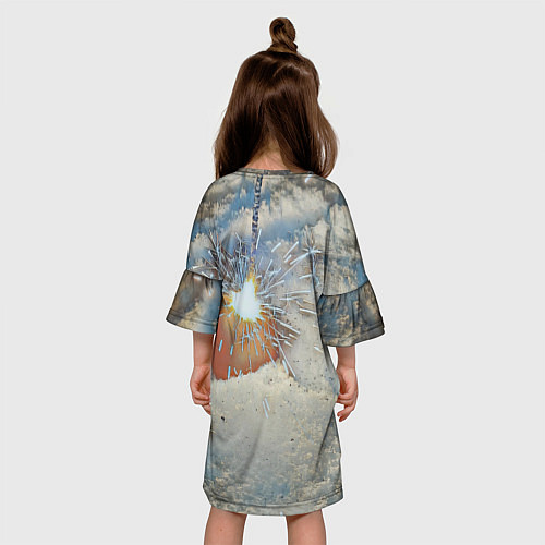 Детское платье Искрящийся мандарин на снегу / 3D-принт – фото 4