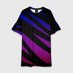 Детское платье Сине-розовый абстракция с полосами