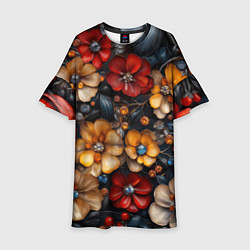 Детское платье Объемные бутоны цветов