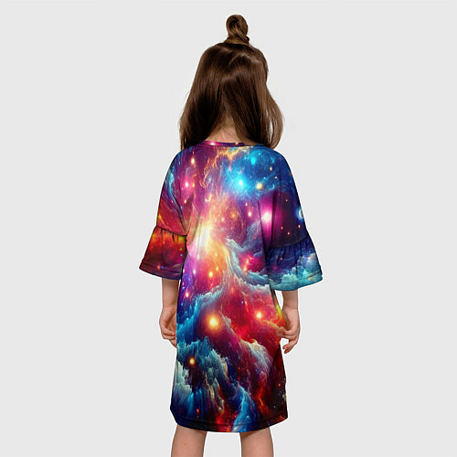 Детское платье Colorfull neon space clouds - ai art fantasy / 3D-принт – фото 4