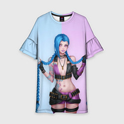 Платье клеш для девочки League of Legends - Jinx, цвет: 3D-принт