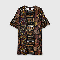 Платье клеш для девочки Африканский орнамент этнический, цвет: 3D-принт