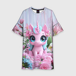 Платье клеш для девочки Милая маленькая единорожка, цвет: 3D-принт