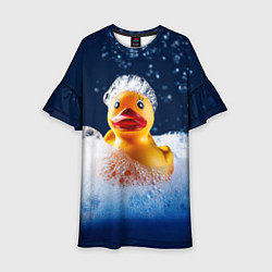 Платье клеш для девочки Резиновая уточка в мыльной пене, цвет: 3D-принт