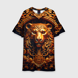 Платье клеш для девочки Лев узор, цвет: 3D-принт