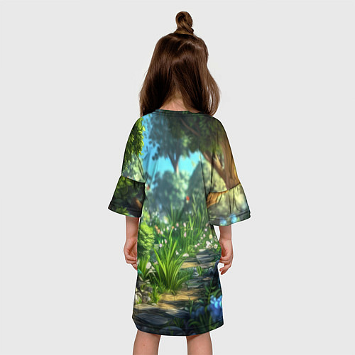 Детское платье Единорожка в дневном лесу / 3D-принт – фото 4