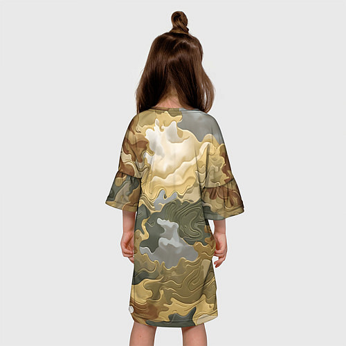 Детское платье Золотистый камуфляж / 3D-принт – фото 4