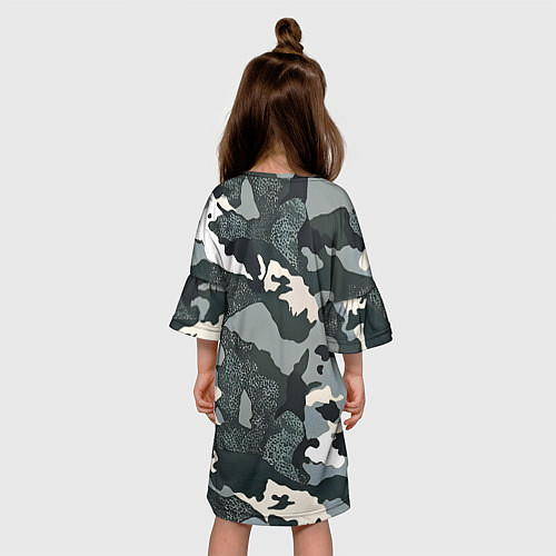 Детское платье Темно зеленый камуфляж / 3D-принт – фото 4