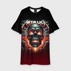 Платье клеш для девочки Metallica - fire skull, цвет: 3D-принт
