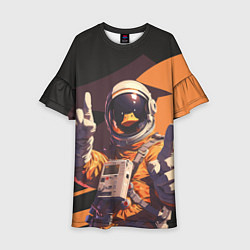 Платье клеш для девочки Птичий астронавт, цвет: 3D-принт