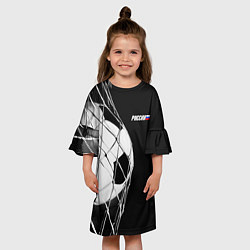 Платье клеш для девочки Футбольный мяч в сетке ворот, цвет: 3D-принт — фото 2
