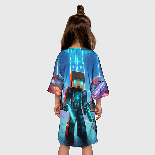 Детское платье Minecraft - ai art neon glow / 3D-принт – фото 4