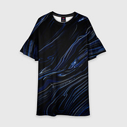 Детское платье Чёрно-синий абстракция линии