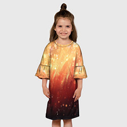 Платье клеш для девочки Желто-красная текстура блестящая, цвет: 3D-принт — фото 2