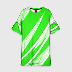 Детское платье Яблочный зелёный абстракция с полосами