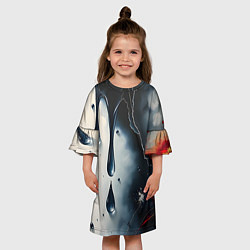 Платье клеш для девочки Сюрреалистичная абстракция с каплями, цвет: 3D-принт — фото 2