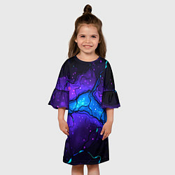 Платье клеш для девочки Синяя звездная полоса в плите текстура, цвет: 3D-принт — фото 2