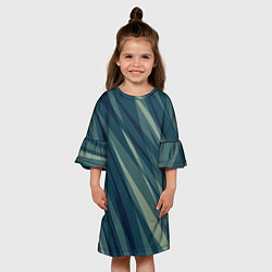 Платье клеш для девочки Зеленовато-синий полосы, цвет: 3D-принт — фото 2