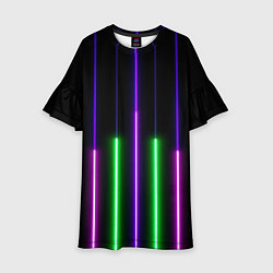 Платье клеш для девочки Color Purple green pink, цвет: 3D-принт