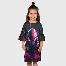 Платье клеш для девочки Человек-паук и розовая краска, цвет: 3D-принт — фото 2