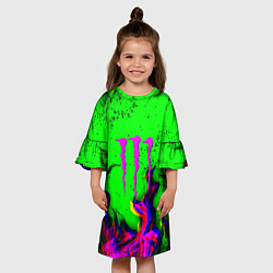 Платье клеш для девочки Monster Energy flame, цвет: 3D-принт — фото 2
