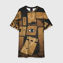 Платье клеш для девочки Коробки и глаз, цвет: 3D-принт