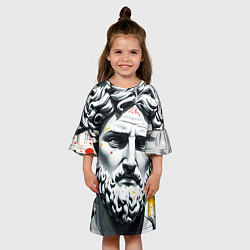 Платье клеш для девочки Античный портрет и краска, цвет: 3D-принт — фото 2