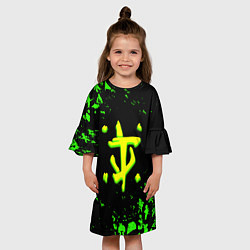 Платье клеш для девочки Doom x fallout кислотное лого, цвет: 3D-принт — фото 2