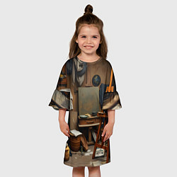 Платье клеш для девочки Мастерская художника, цвет: 3D-принт — фото 2