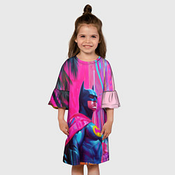 Платье клеш для девочки Бэтмен в розовом стиле, цвет: 3D-принт — фото 2