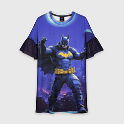 Платье клеш для девочки Бэтмен в стойке победителя, цвет: 3D-принт